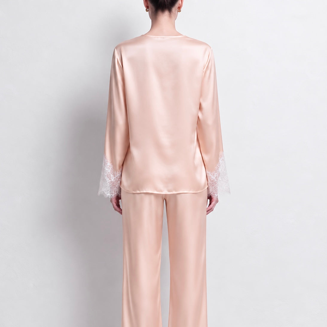 Lace Satin Pajama Set, Long Sleeves Pants Set, Gift for her, Rosalie