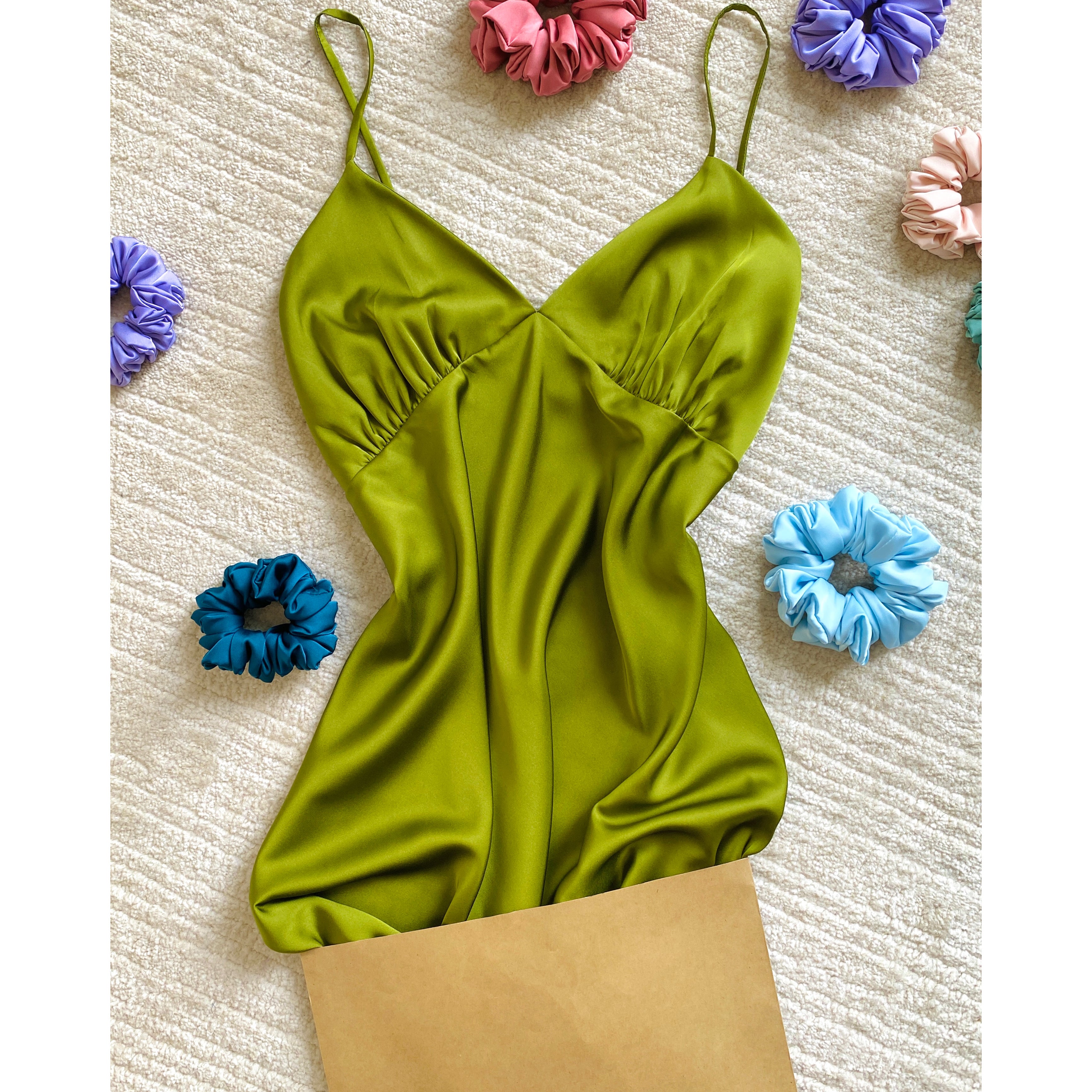Satin Slip Dress Women's Sleepwear Bridesmaid Nightgown Kevacup1