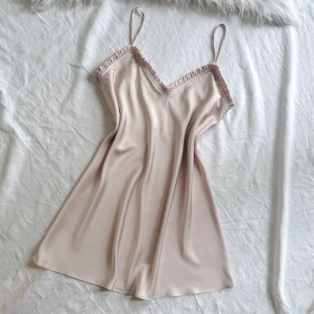 Black Satin Mini Dress Custom Colors Romantic Cami Nightgown Gift For Her ANA