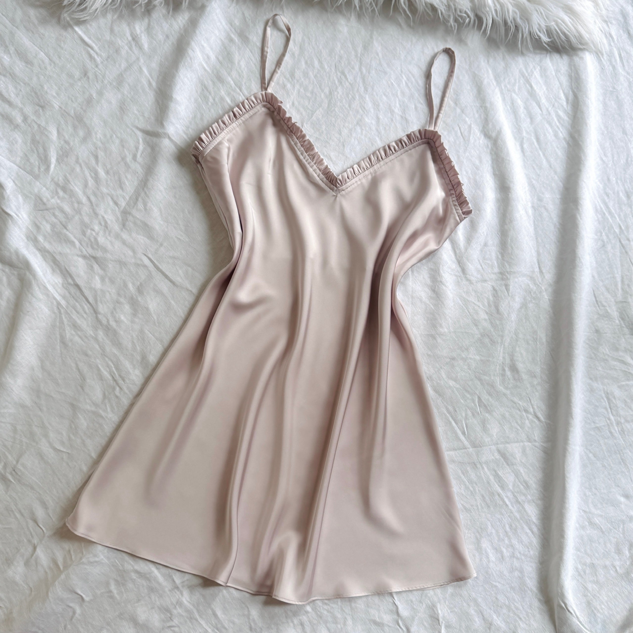 Black Satin Mini Dress Custom Colors Romantic Cami Nightgown Gift For Her ANA