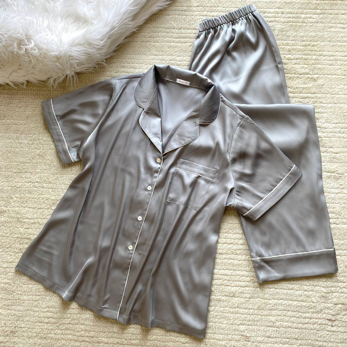 Satin Pajama Set, Short Sleeve Pants, Bridal Sleepwear, Mix PJ