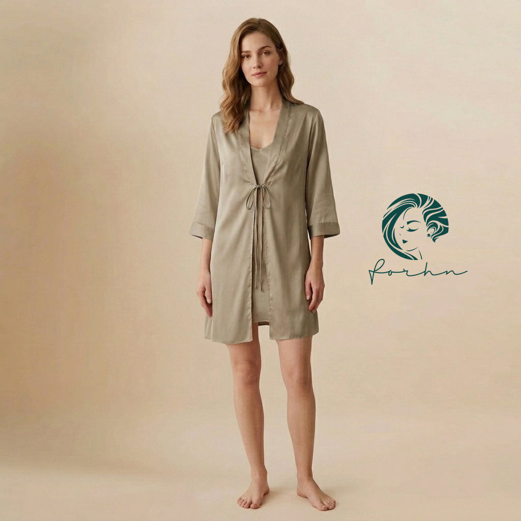 Satin Wrap Robe Women's Silky Sleepwear Satin Slip Dress Gift For Her ROBEJOINOX