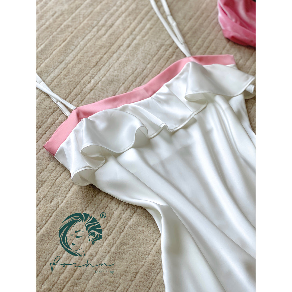 Ruffle Silky Nightdress Bridal Sleepwear, Bridesmaid Gift, JOSSIE Satin Slip Dress