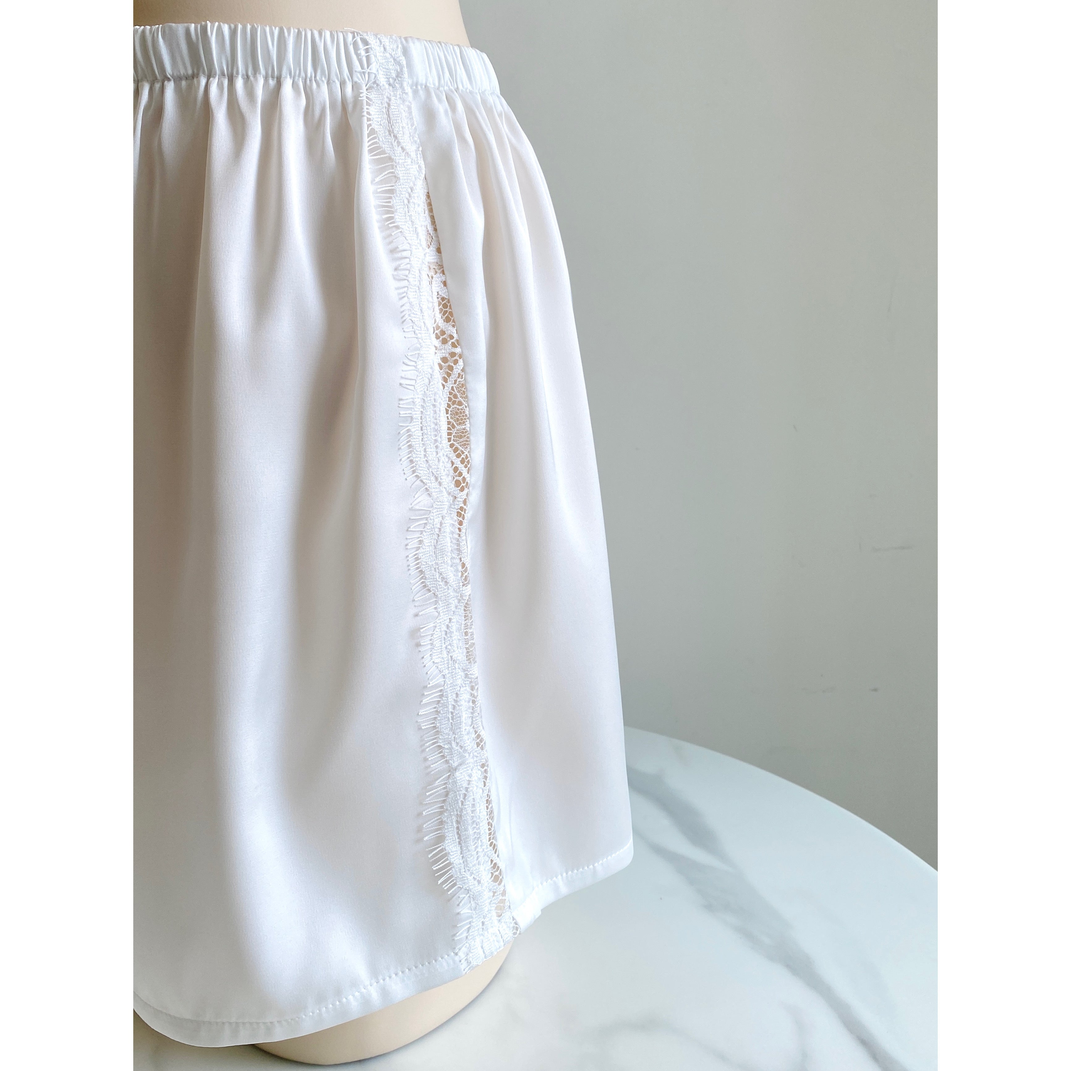 White Lace Satin Pajama Set, Bride Cami & Shorts, Bridal Shower Gift, EIRA Set