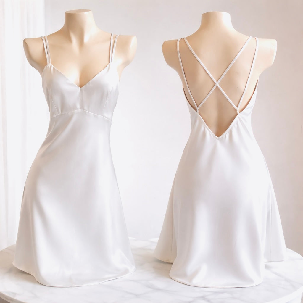 Satin Backless Slip Dress Sexy Sleepwear & Nightwear For Women Kevacup2