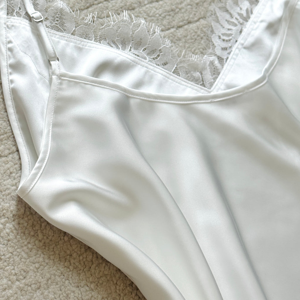 Satin Lace Robe & Slip Dress Set, Bridal Sleepwear, Delphine Set