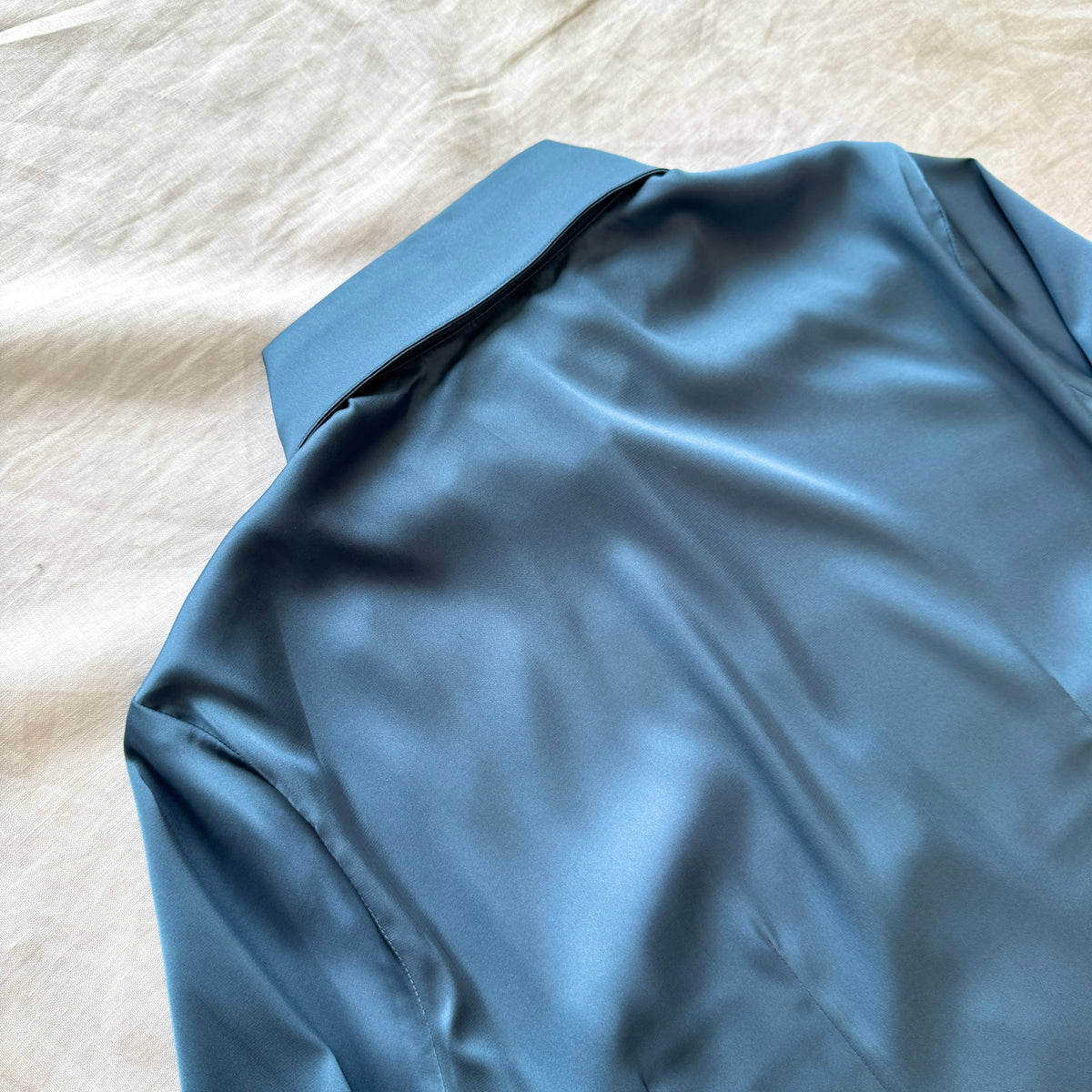 Satin Slim Fit Blouse – Blue Gray, Teal & Lilac, SUNNY Shirt