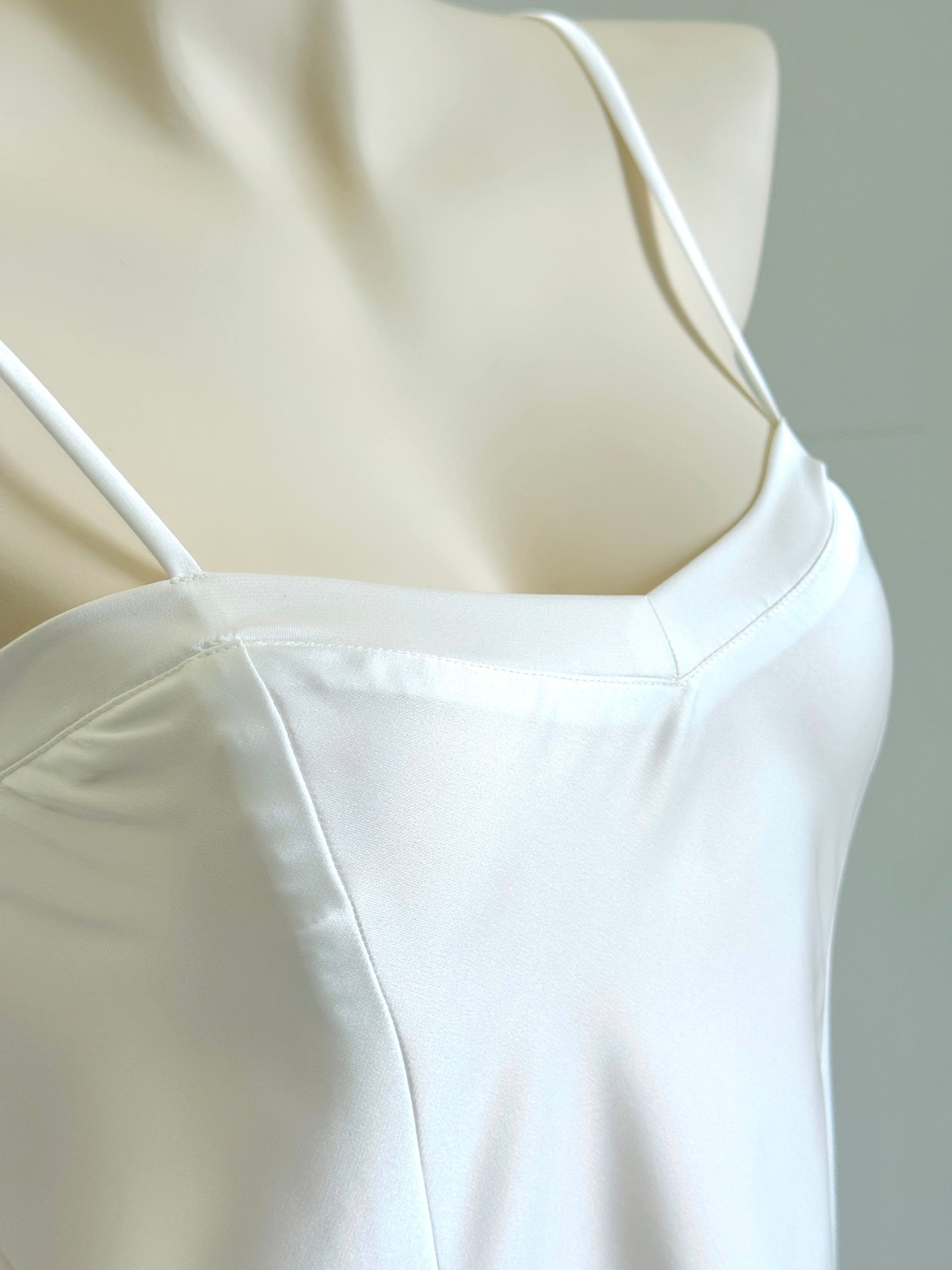 White Satin Slip Dress, Bridal Nightdress, Bridesmaid Gift, Honeymoon Sleepwear MERCY Dress