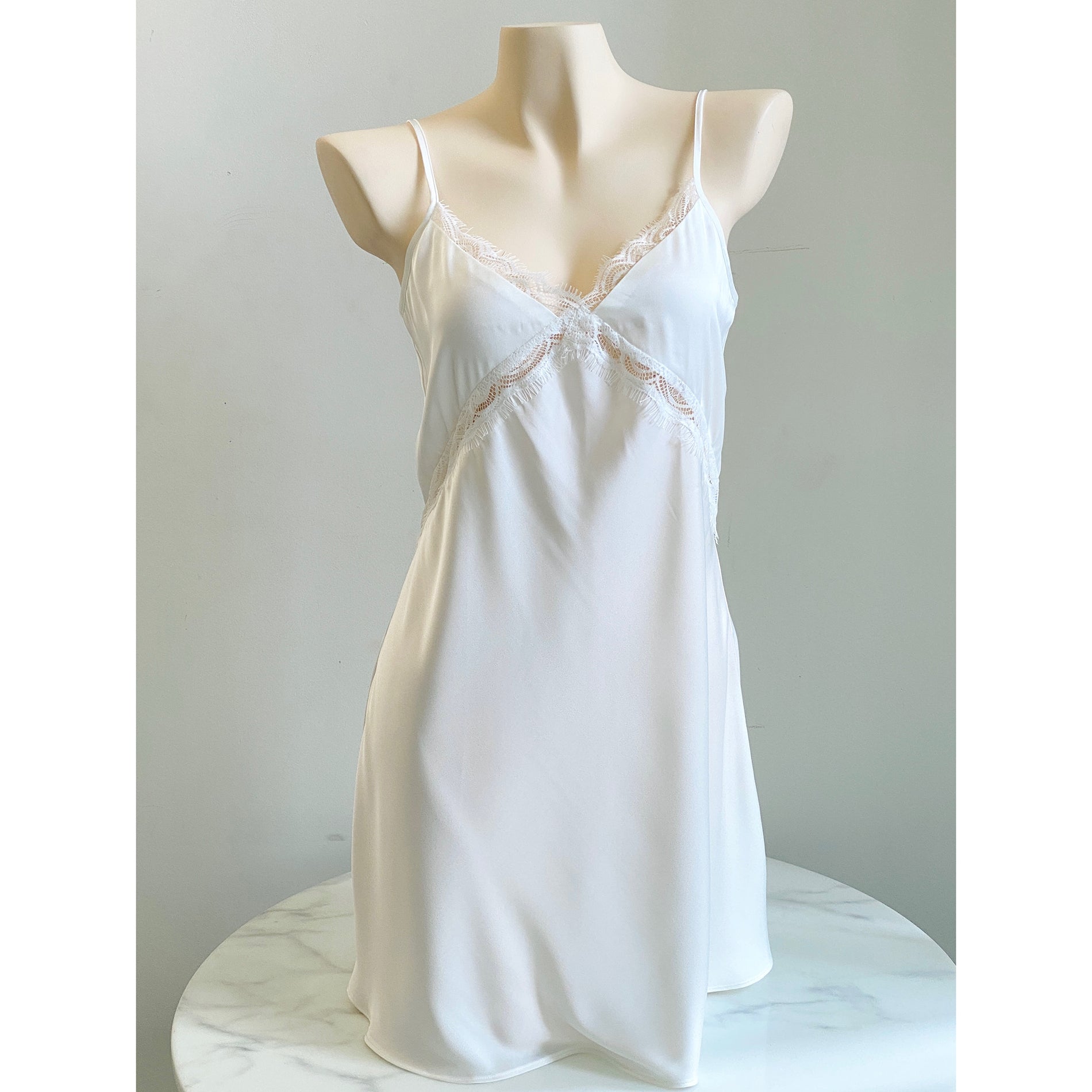 Vela Romantic Lace Trim Sleep Dress | Satin Nightgown | Sexiness Sleepwear| Bride Nightgown