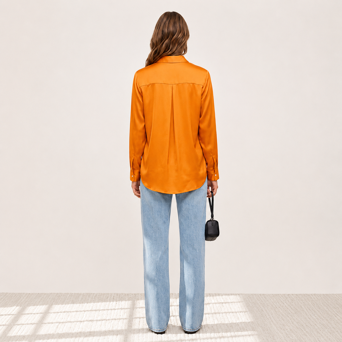 Elegant Satin Blouse Long Sleeve Button-Up Workwear - Office Blouse Kathy