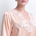 Lace Satin Pajama Set, Long Sleeves Pants Set, Gift for her, Rosalie
