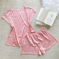 Ara SSet, Satin Pajama Set, Short Sleeve Silky Sleepwear, Elegant Loungewear