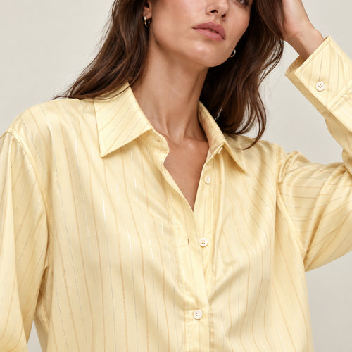 Amelie Top, Pink Satin Blouse, Long Sleeve Button Up Shirt, Office Outfit, Travel Wear