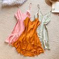Ami Satin Fishtail Sleep Dress – Feminine - Mini Slip Dress, V-Neck Satin Cami