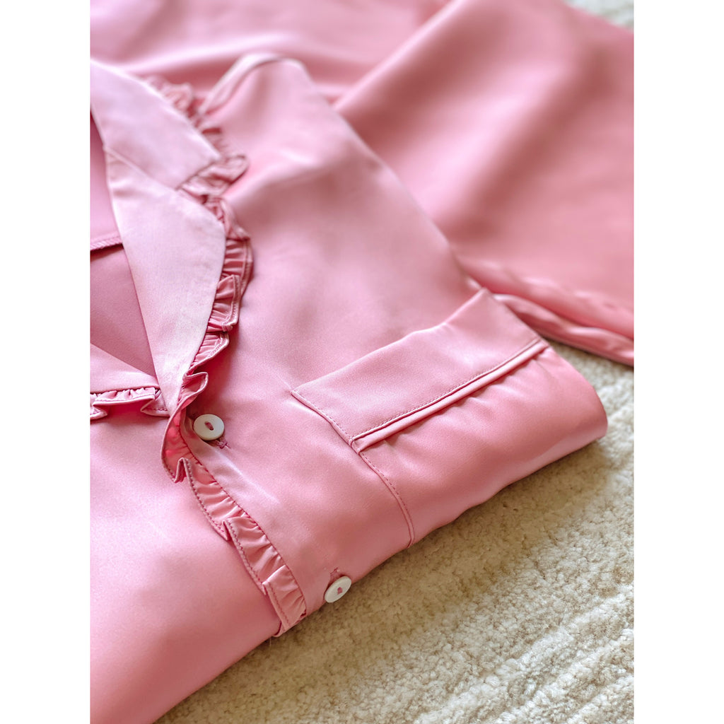 Long Sleeve Satin Pajama Set Women's Silky Sleepwear, Elegant Lounge Set, Juli PJ