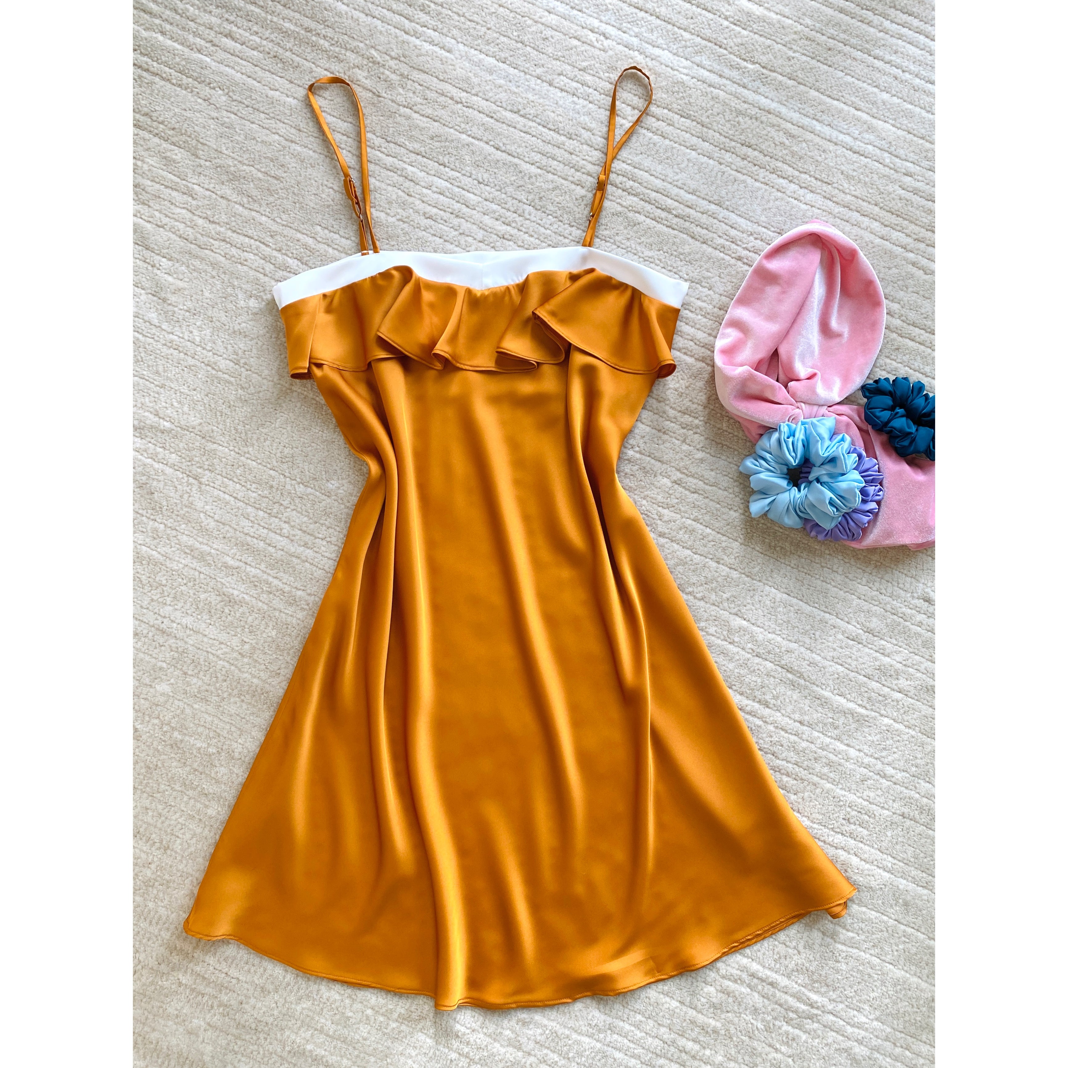 Ruffle Silky Nightdress Bridal Sleepwear, Bridesmaid Gift, JOSSIE Satin Slip Dress