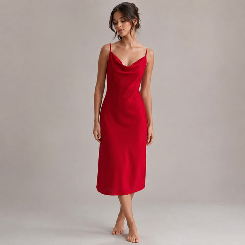 Cowl Neck Satin Slip Dress, Date Night Outfit, Bridesmaid & Bride Gift