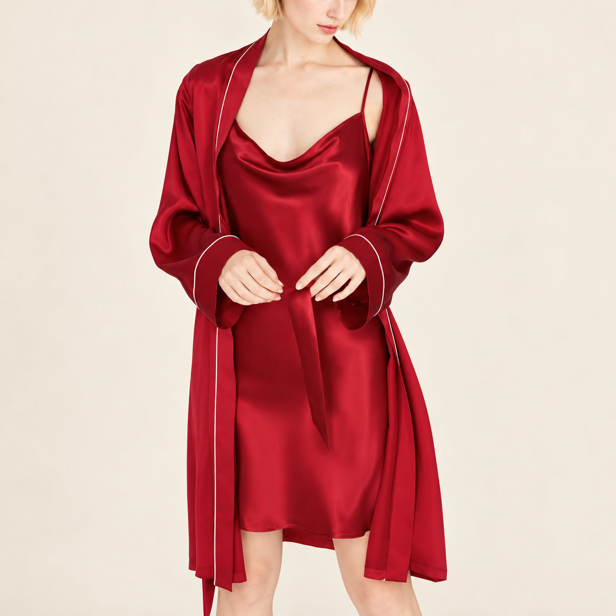 Caila Satin Robe & Slip Dress, Women's Sleepwear, Gift For Her
