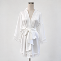 White Satin Slip Dress Lace Robe Set – Sleepwear & Holiday Gift For Her