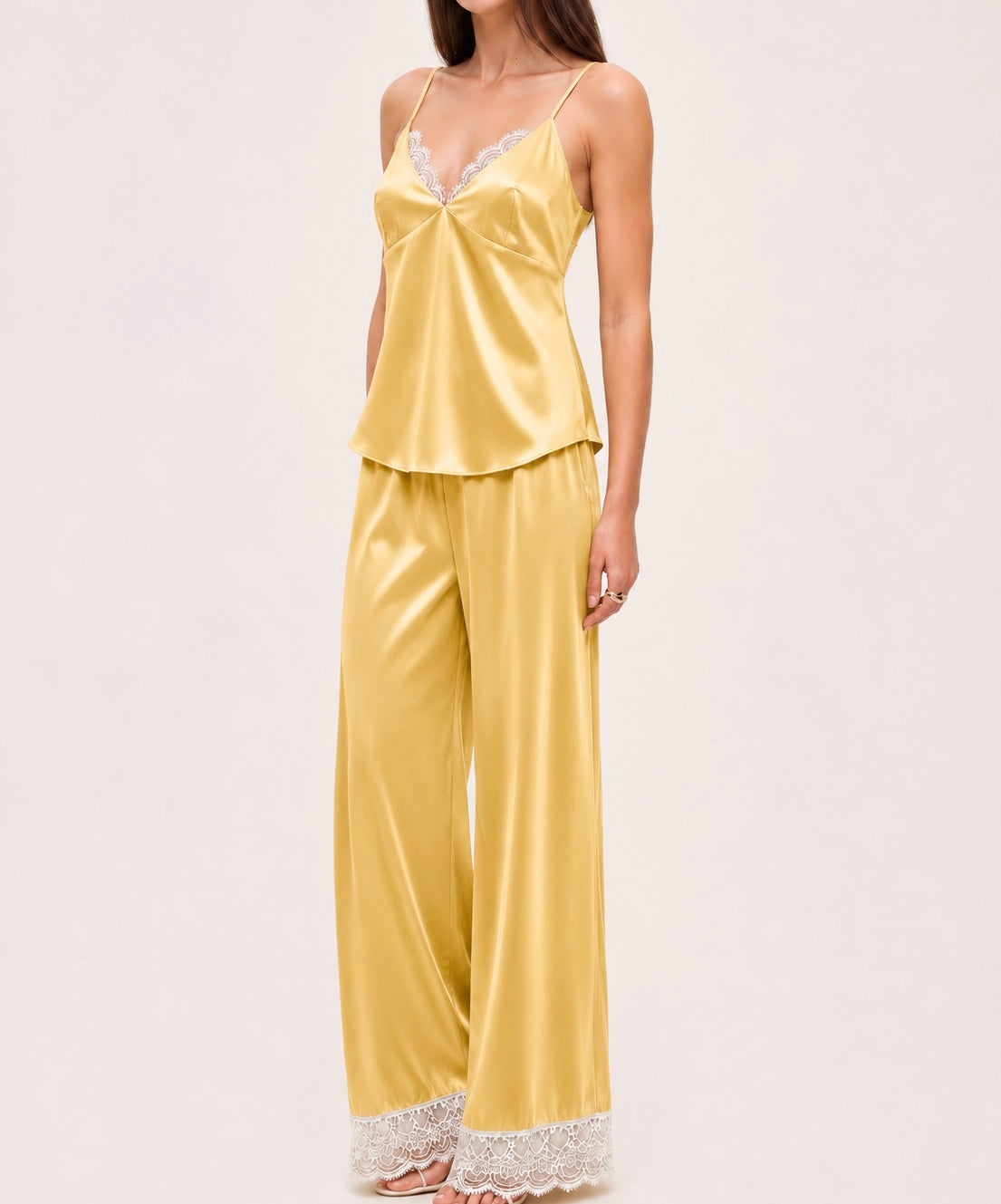 Lace Satin Cami Pants Set, Silky Sleepwear, Women Pajamas, LAYLI LSET