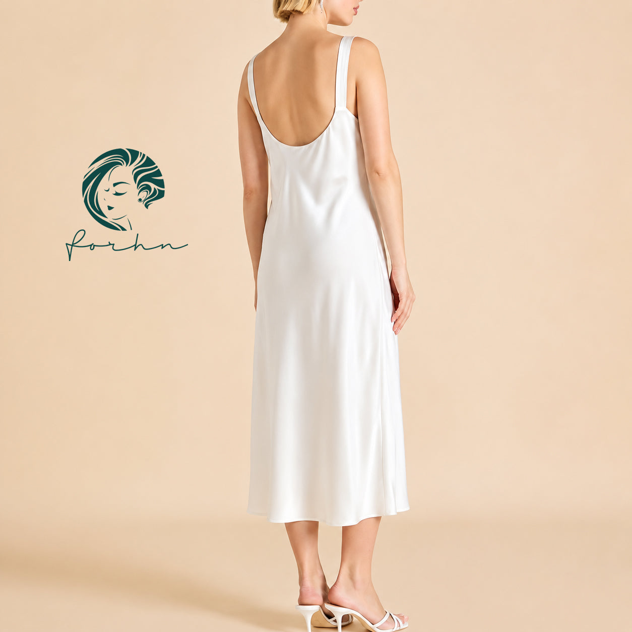 Satin Midi Slip Dress, Bias Cut Nightgown, Neutral Pink Slip Dress, Muse Dress