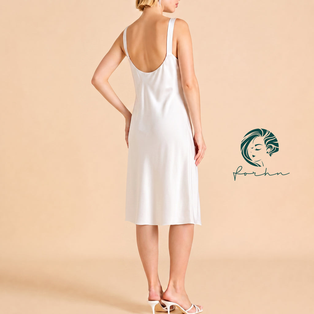 Satin Midi Slip Dress, Bias Cut Nightgown, Neutral Pink Slip Dress, Muse Dress