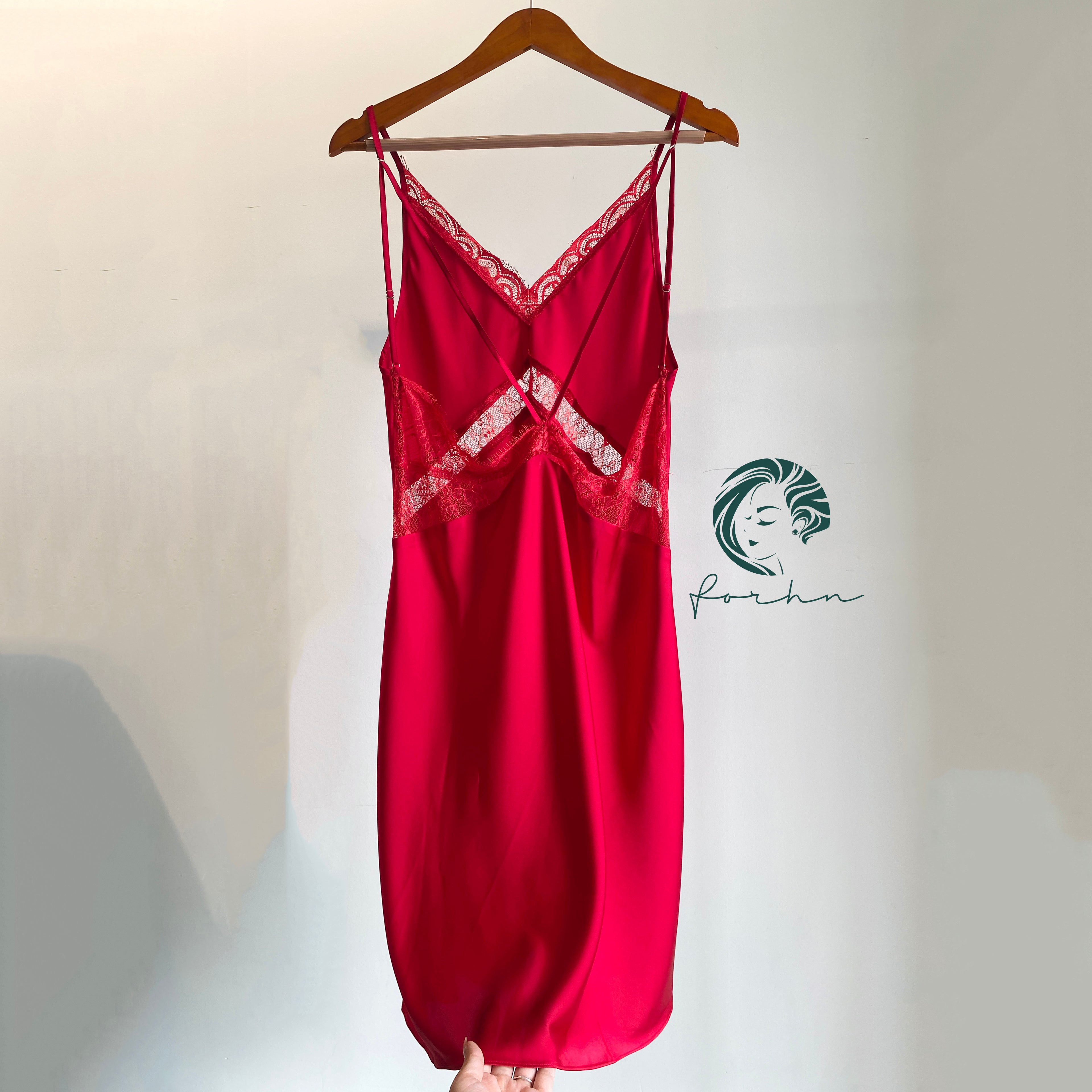 Nicky Backless Satin Lace Slip Dress, Open Back Nightgown, Romantic Sleepwear