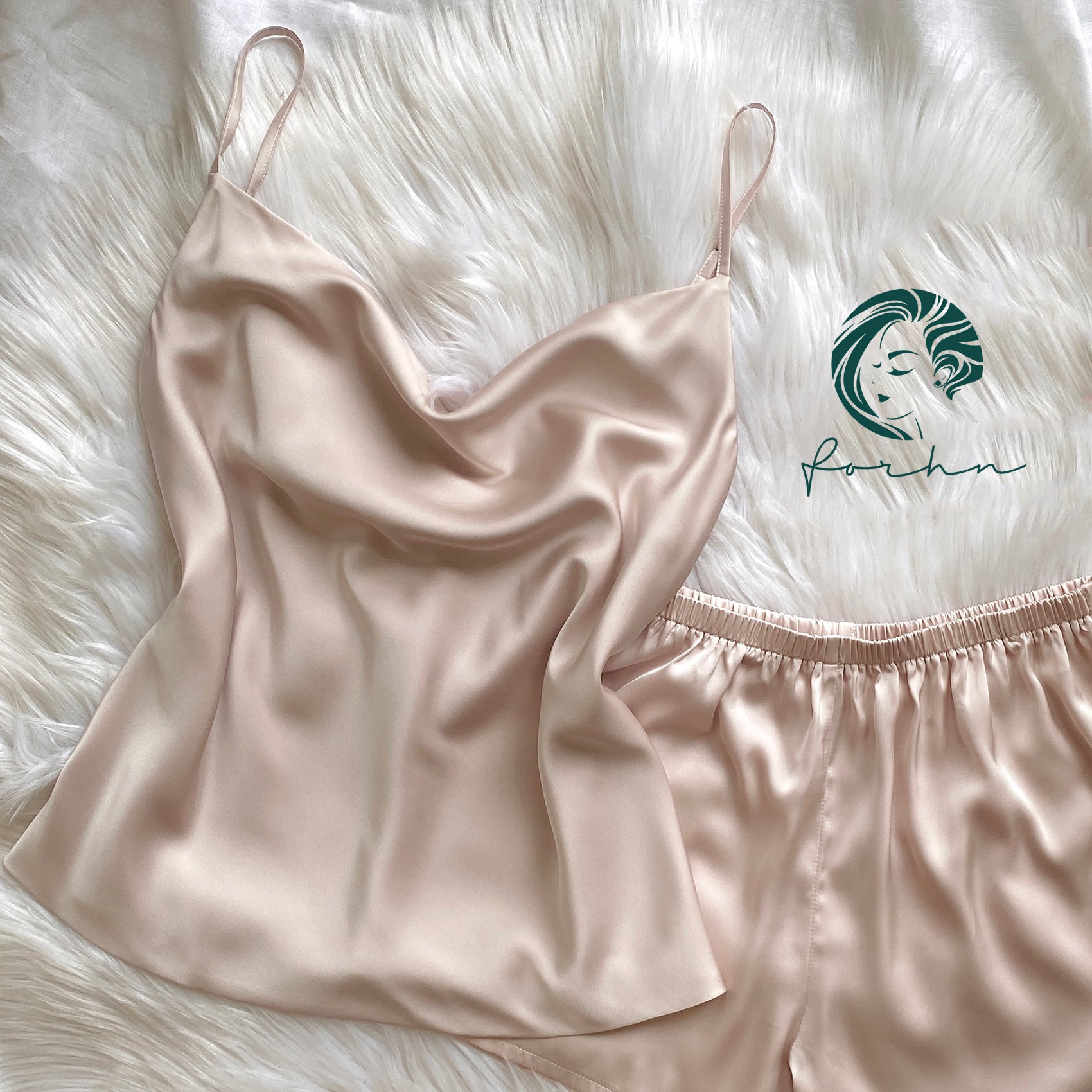 Rosie Sset, Satin Cowl Neck Camisole Set, Women’s Loungewear