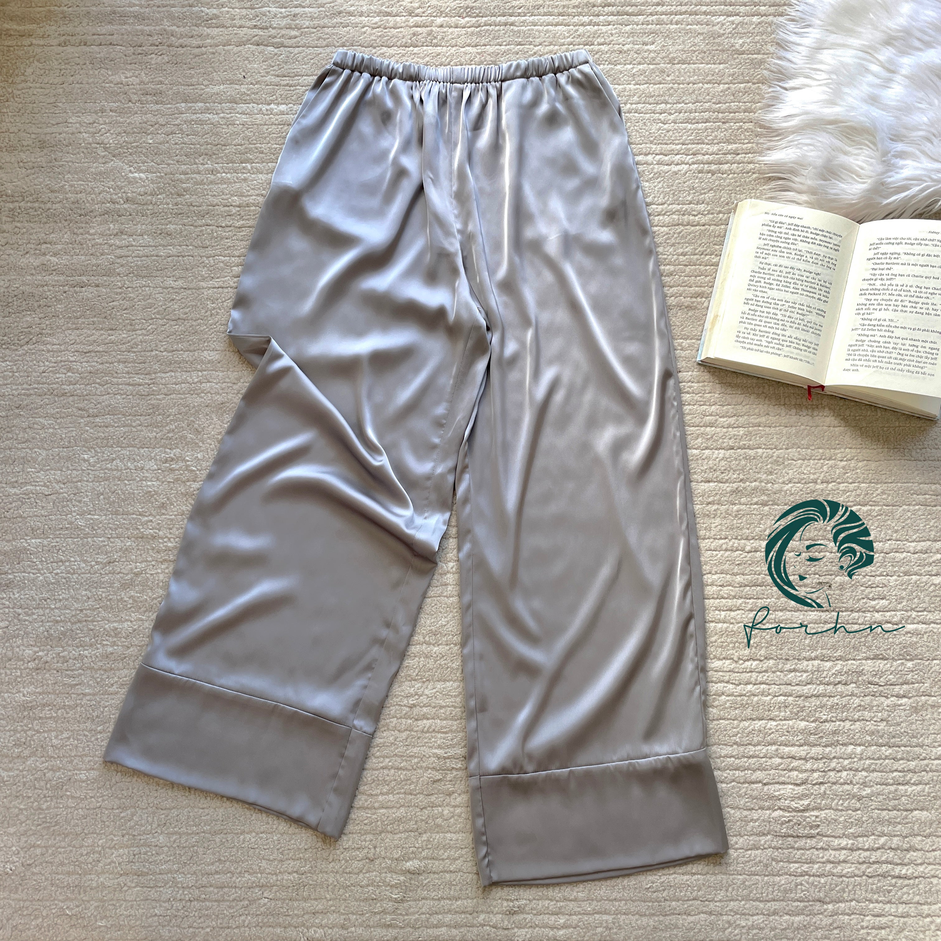Irene Satin Cowl Neck Pajama Set, Women's Vacation Outfit, Silky Cami & Pants, Elegant Loungewear,