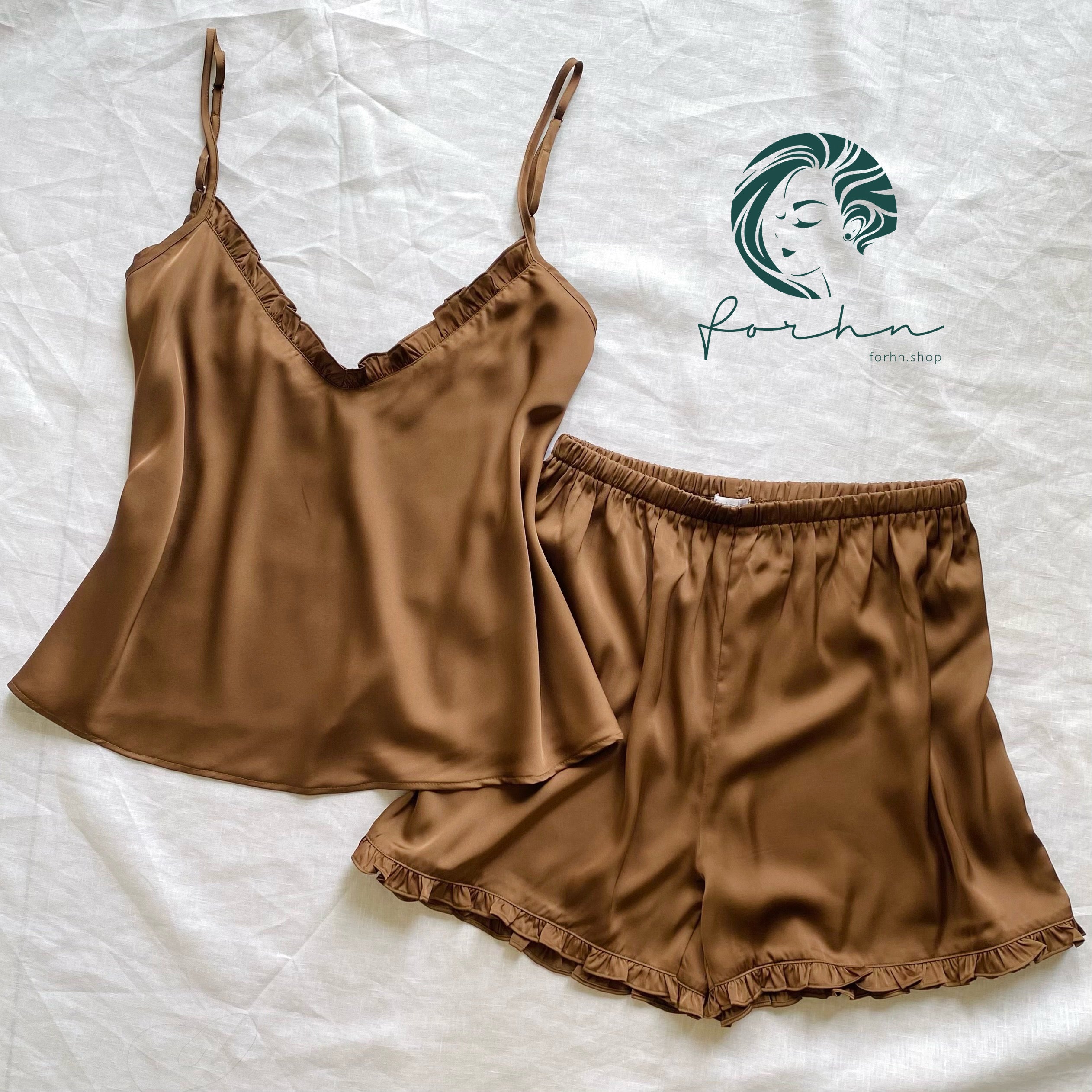 Satin Cami and Shorts: Bridal Party Pajamas, Bride & Bachelorette Gift JULIE