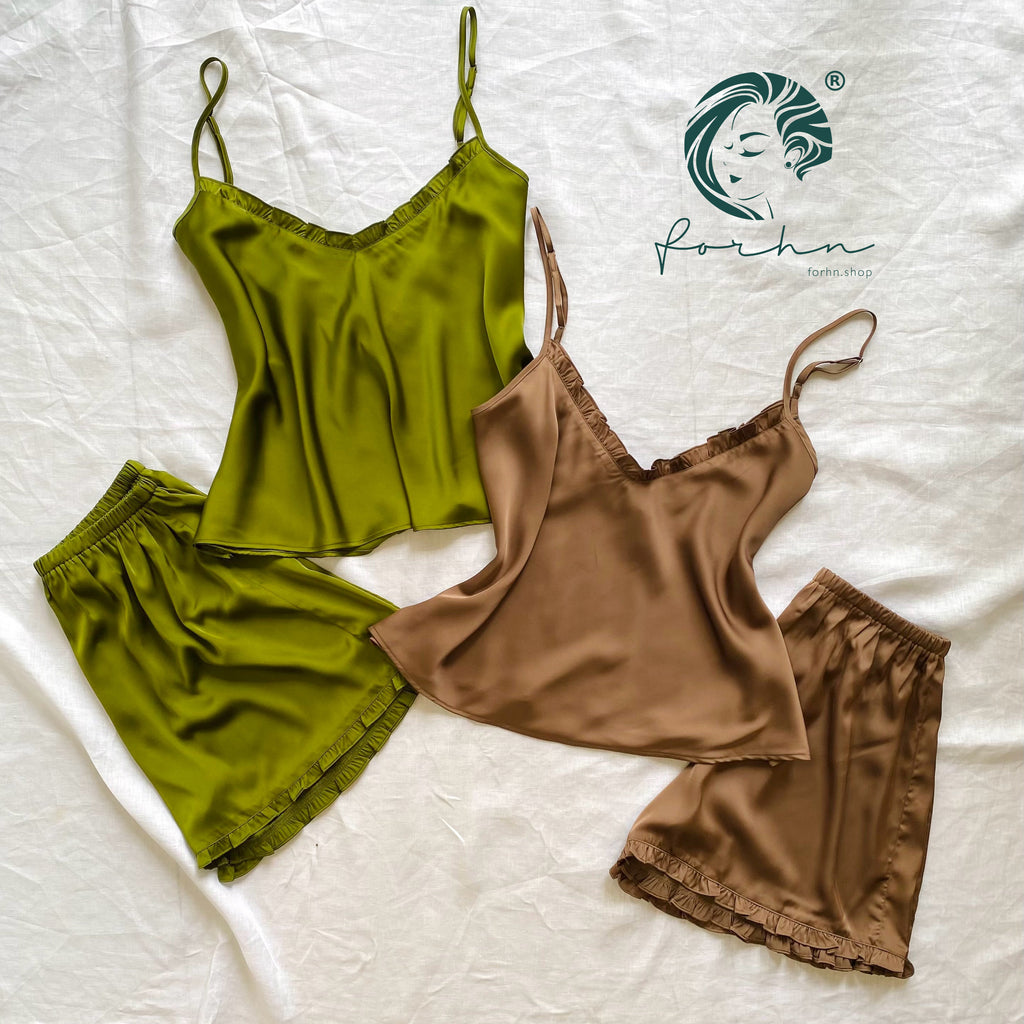 Satin Cami and Shorts: Bridal Party Pajamas, Bride & Bachelorette Gift JULIE