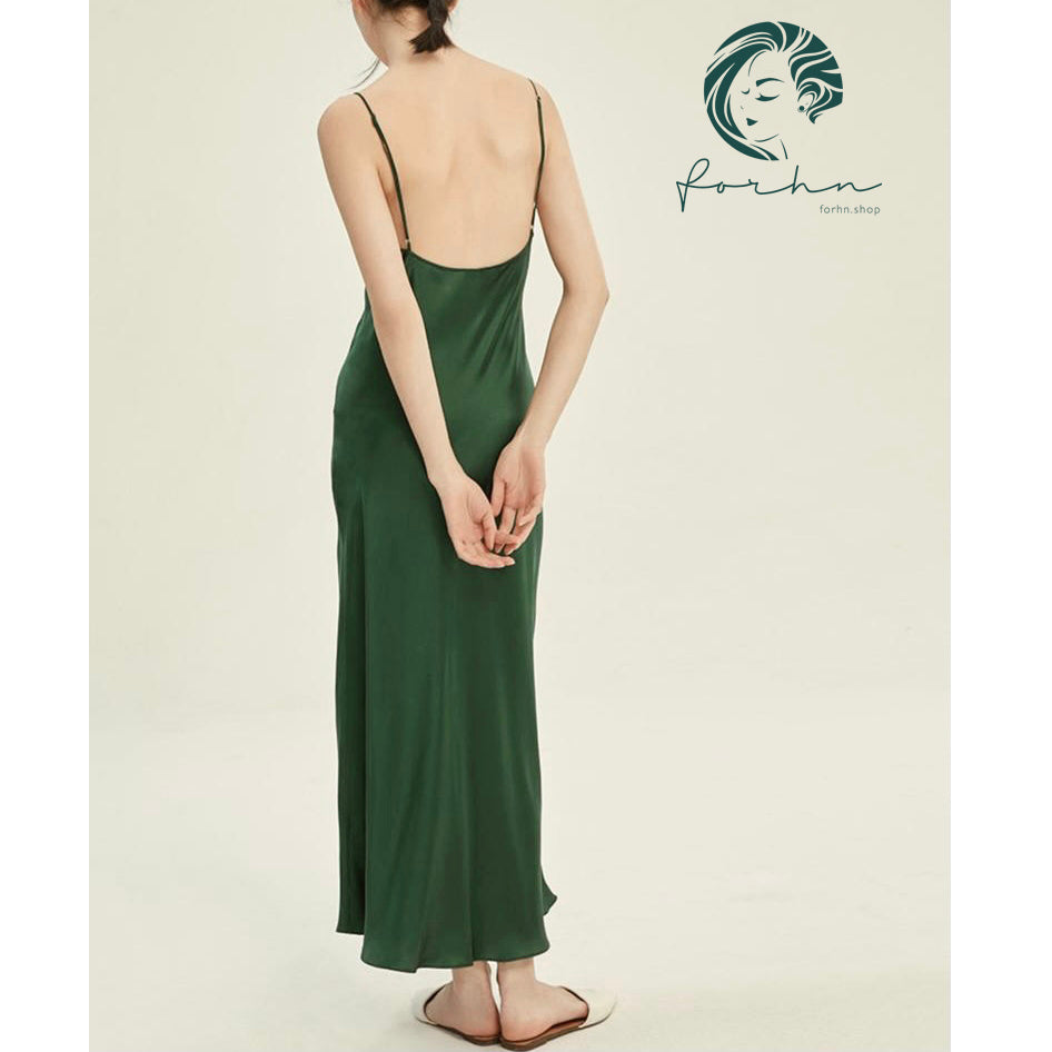 Pandora Heavy Silky Maxi Dress, Satin Long Slip Dress