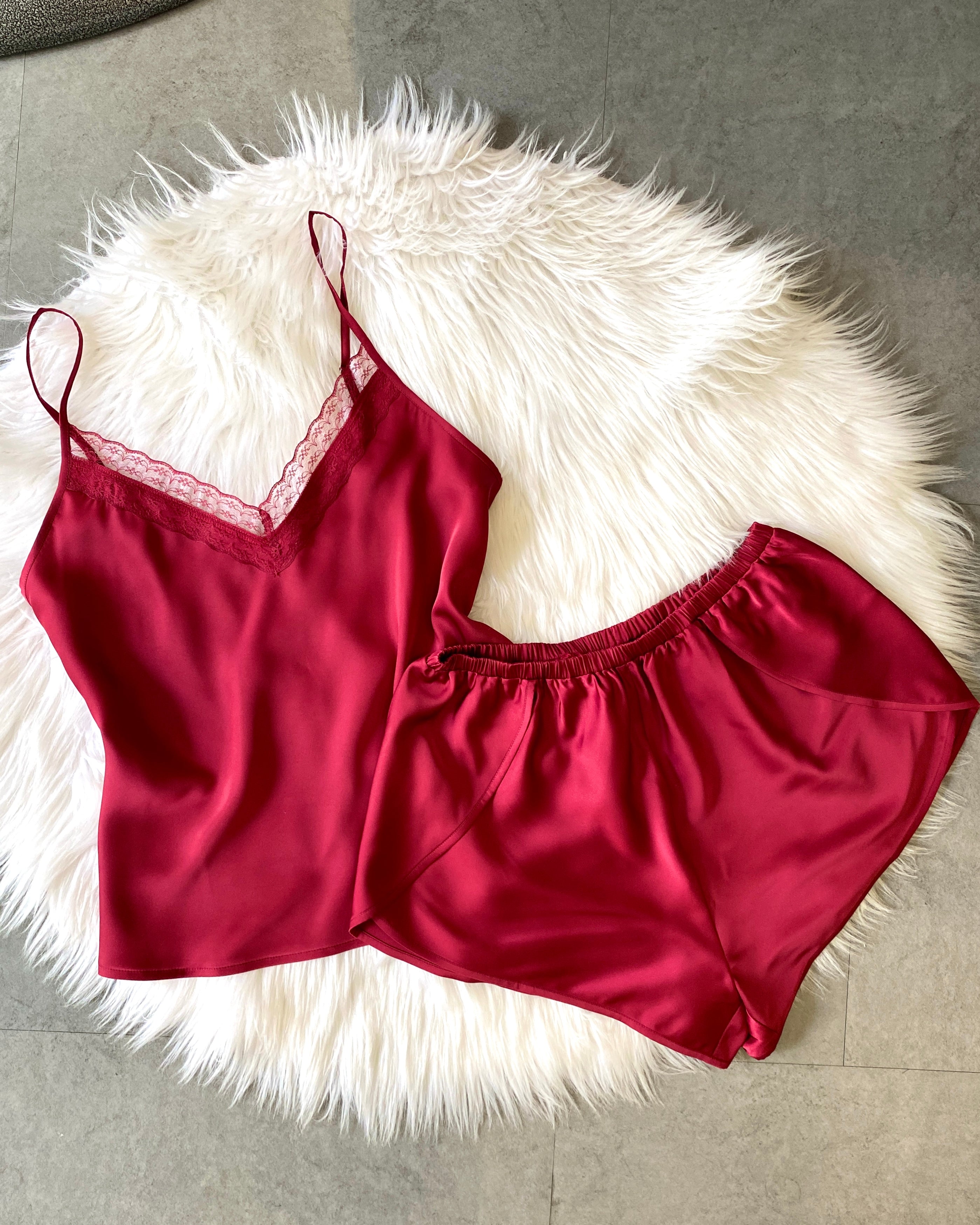 Satin Lace Pajama Set Elegant Everyday Lounge Set Romantic Sleepwear TIMREN