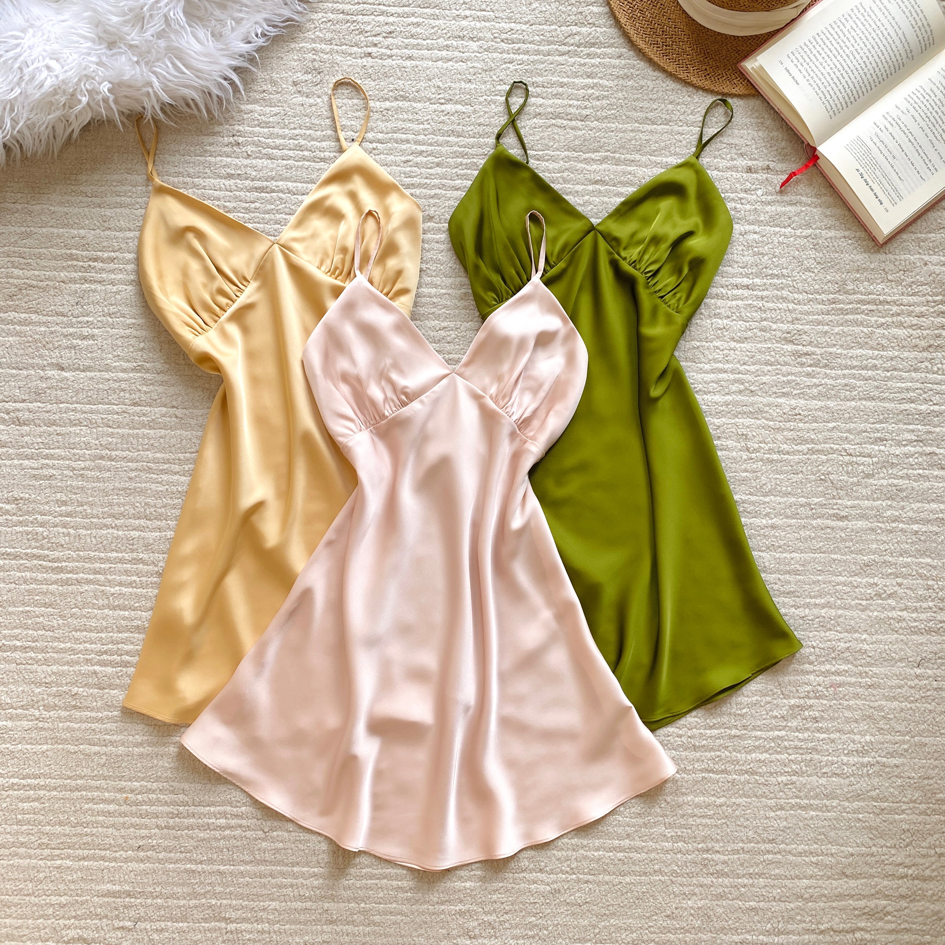 Satin Slip Dress Women's Sleepwear Bia Cut Cami Nightgown Romantic Gift For Her CUP1