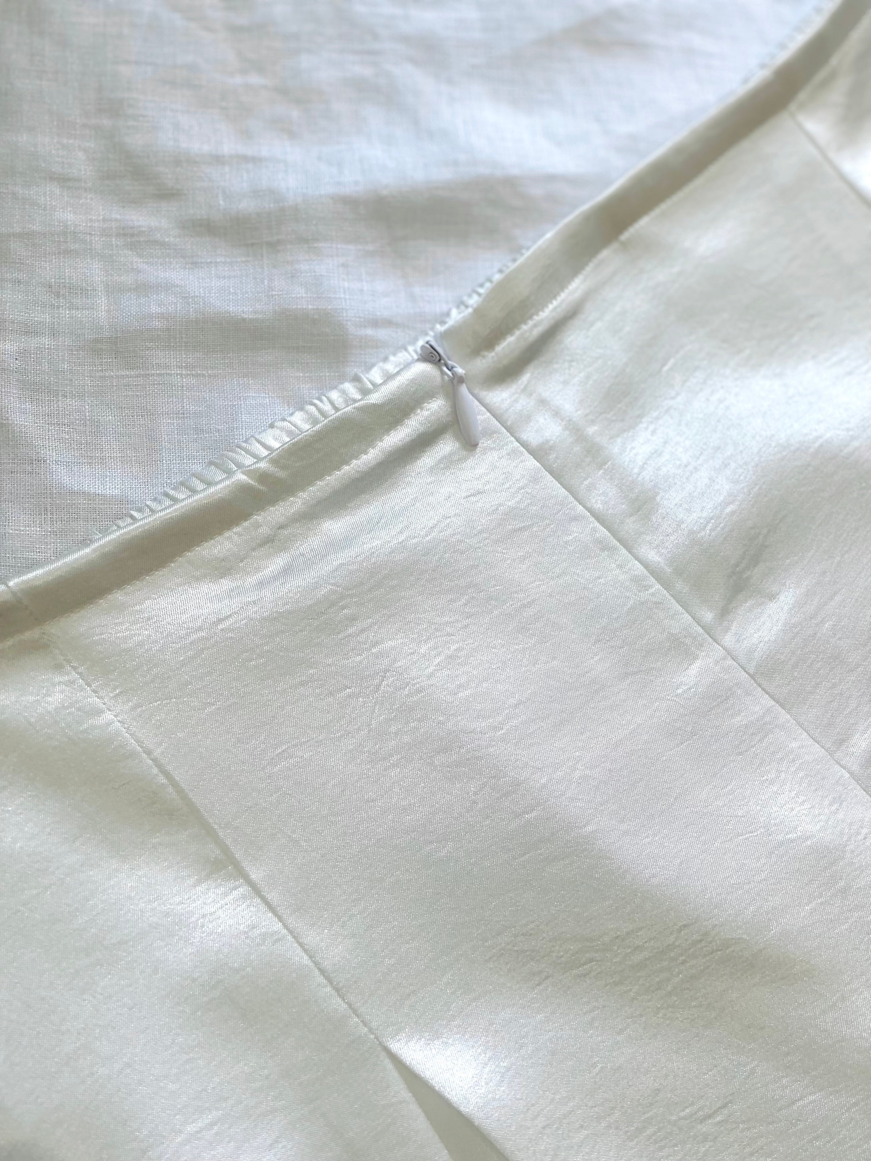 Ivory Satin Pants, Handmade Wide Leg Silky Trousers For Women