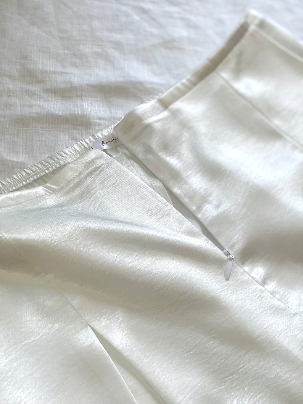 Ivory Satin Pants, Handmade Wide Leg Silky Trousers For Women