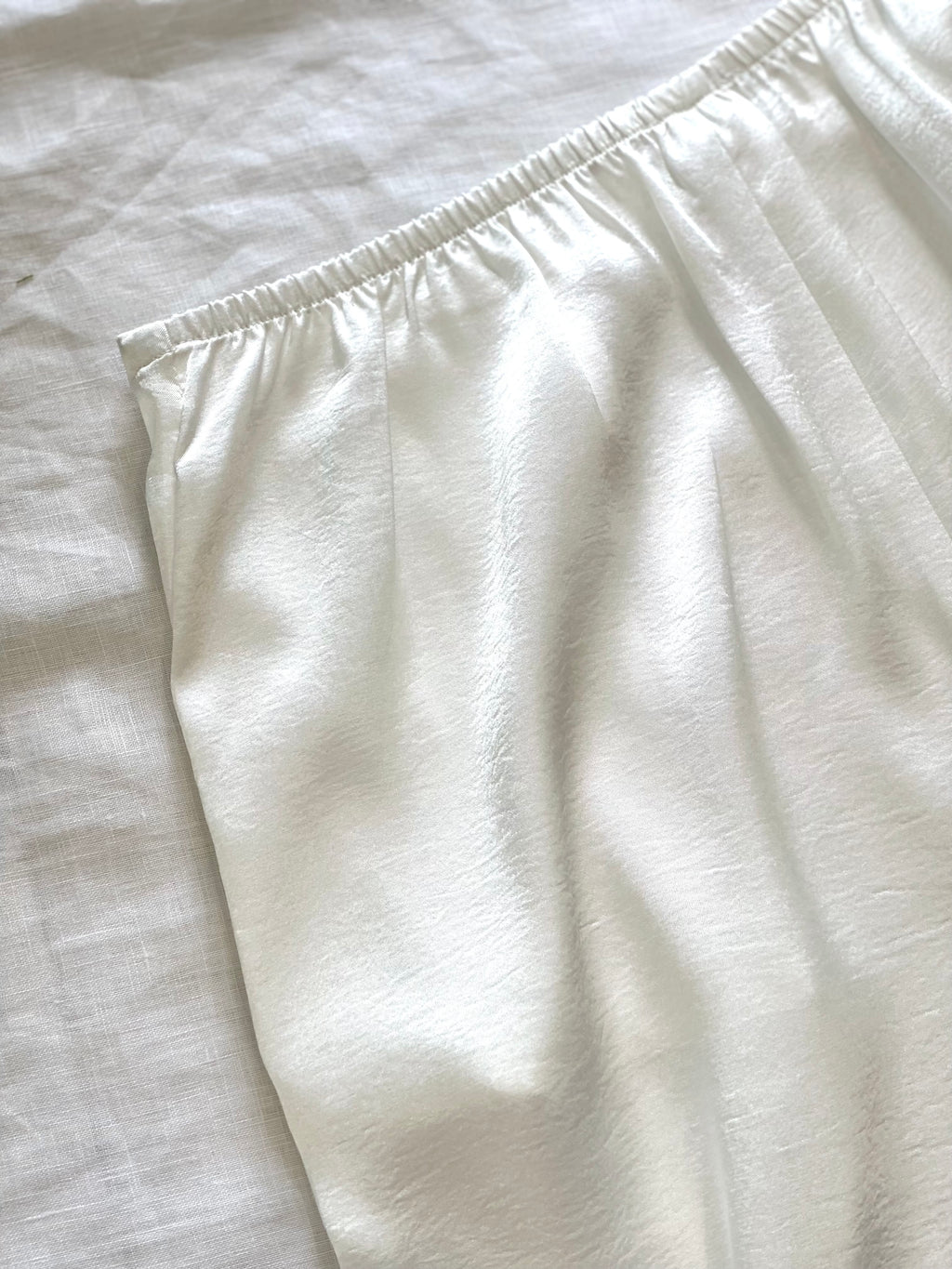 Ivory Satin Pants, Handmade Wide Leg Silky Trousers For Women