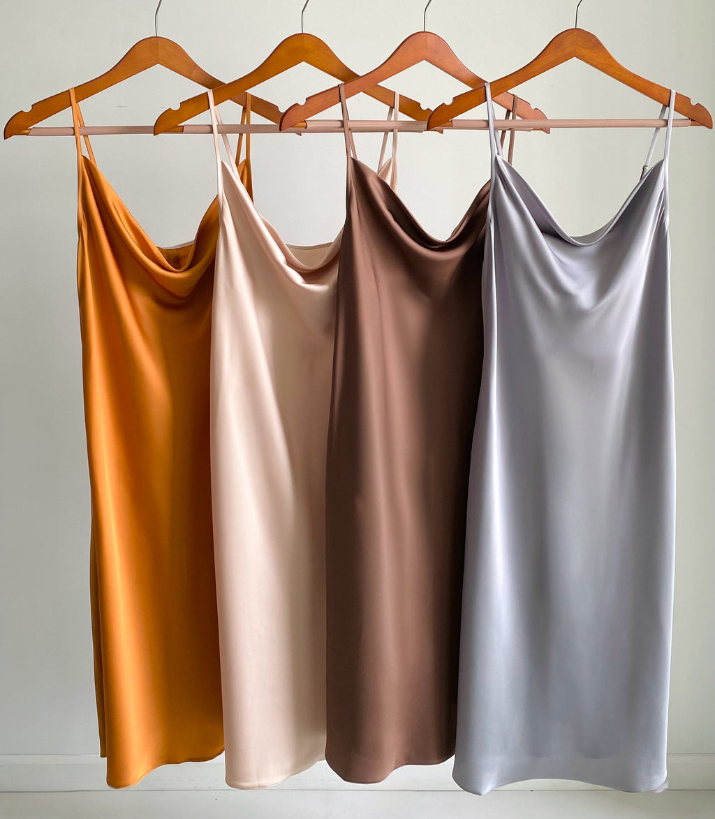 Satin Midi Slip Dress Cowl Neck, Women's Sleepwear DRDO2