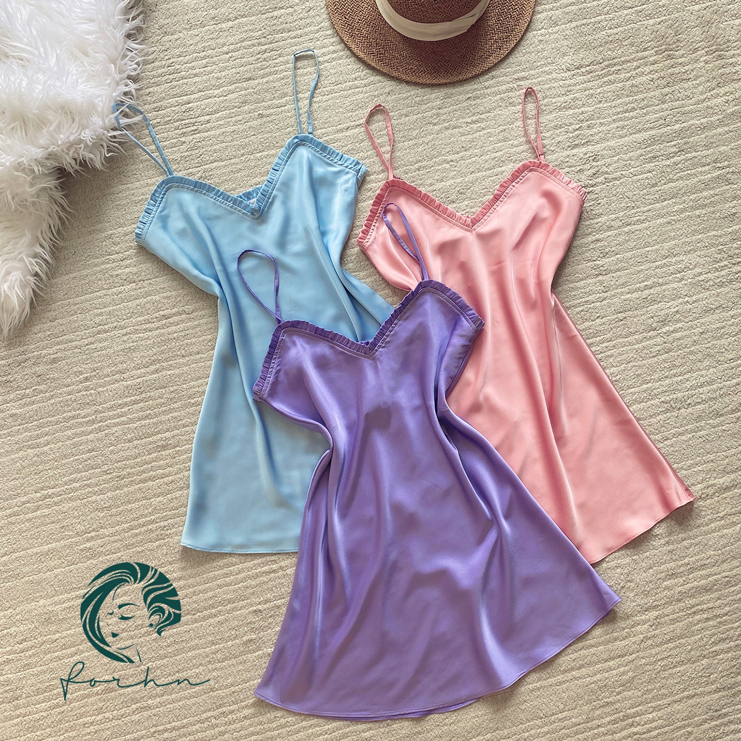 Silky Mini Slip Dress, Women's Nightwear, Romantic Sleep Dress, Custom Colors, Anna