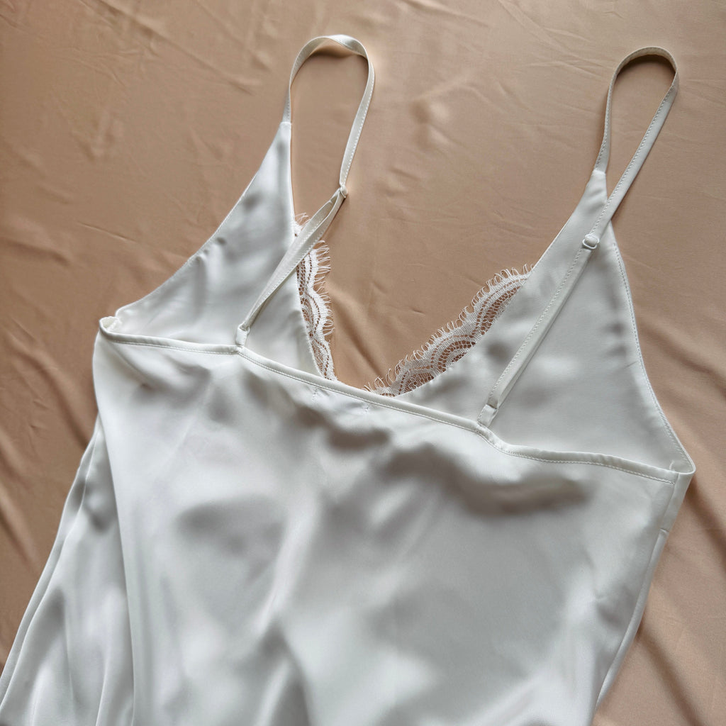White Satin Lace Slip Dress Can Custom Colors Romantic Gift For Her MISO