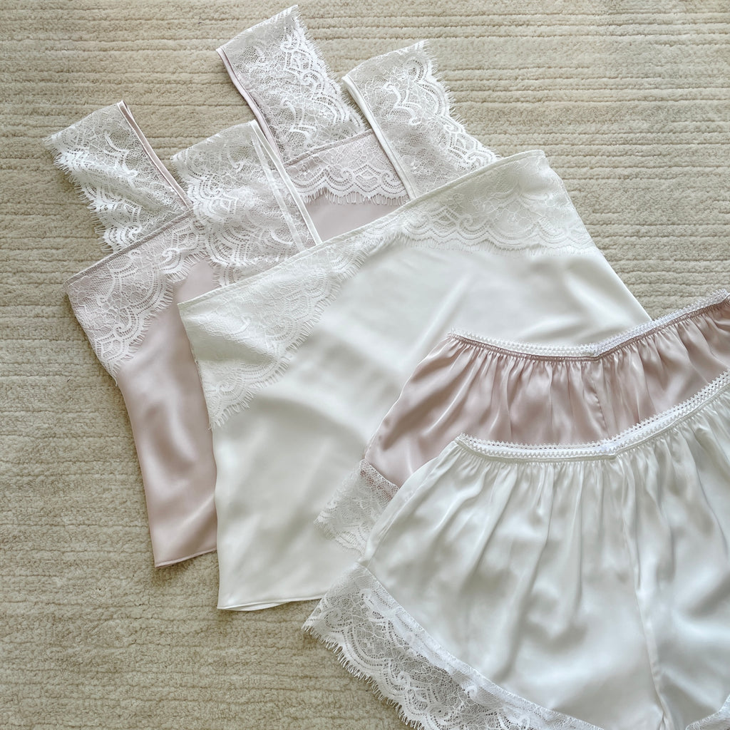 Satin Cami Set Women Bridal Sleepwear Cute Loungewear Pajama KRISTAL
