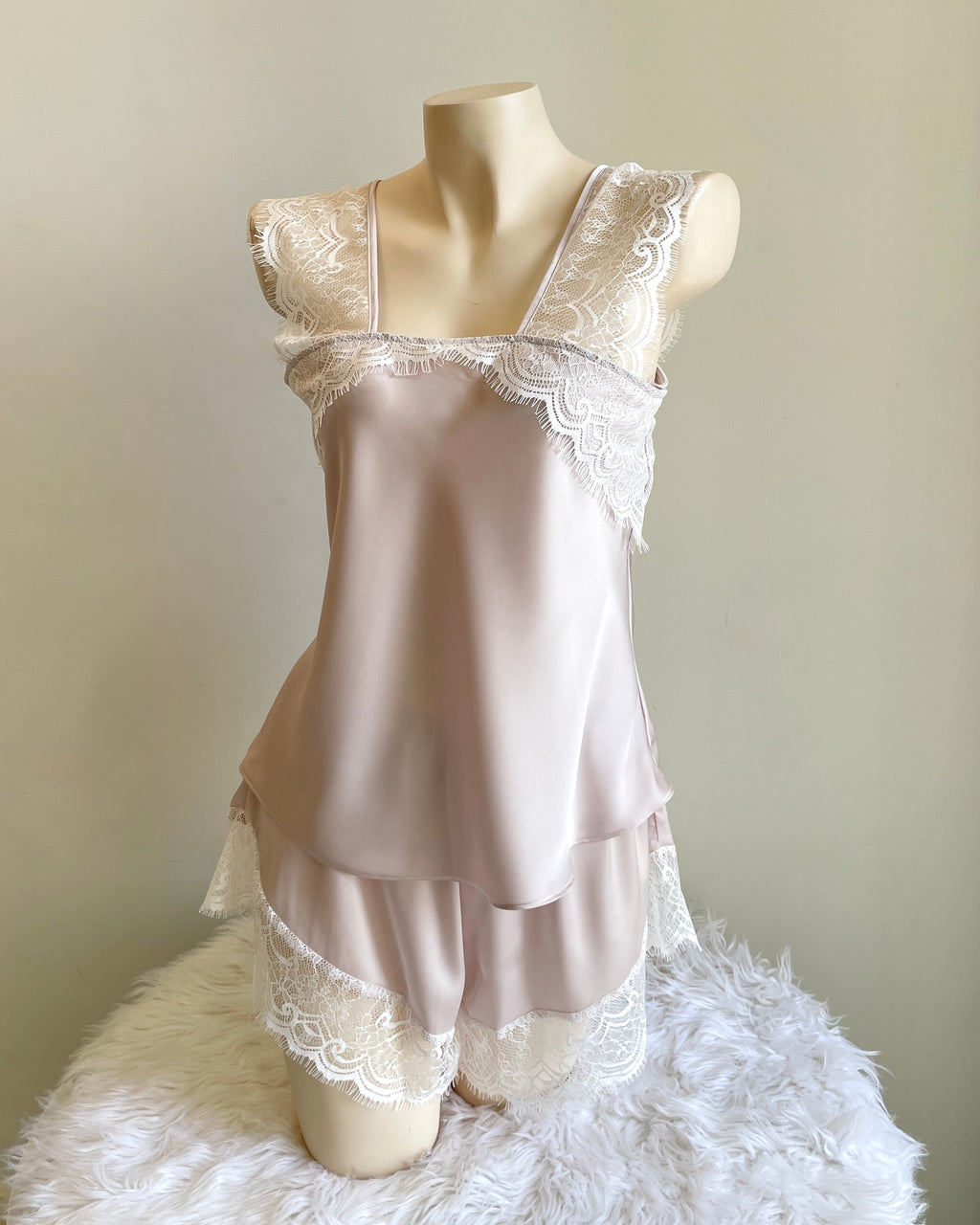Satin Cami Set Women Bridal Sleepwear Cute Loungewear Pajama KRISTAL