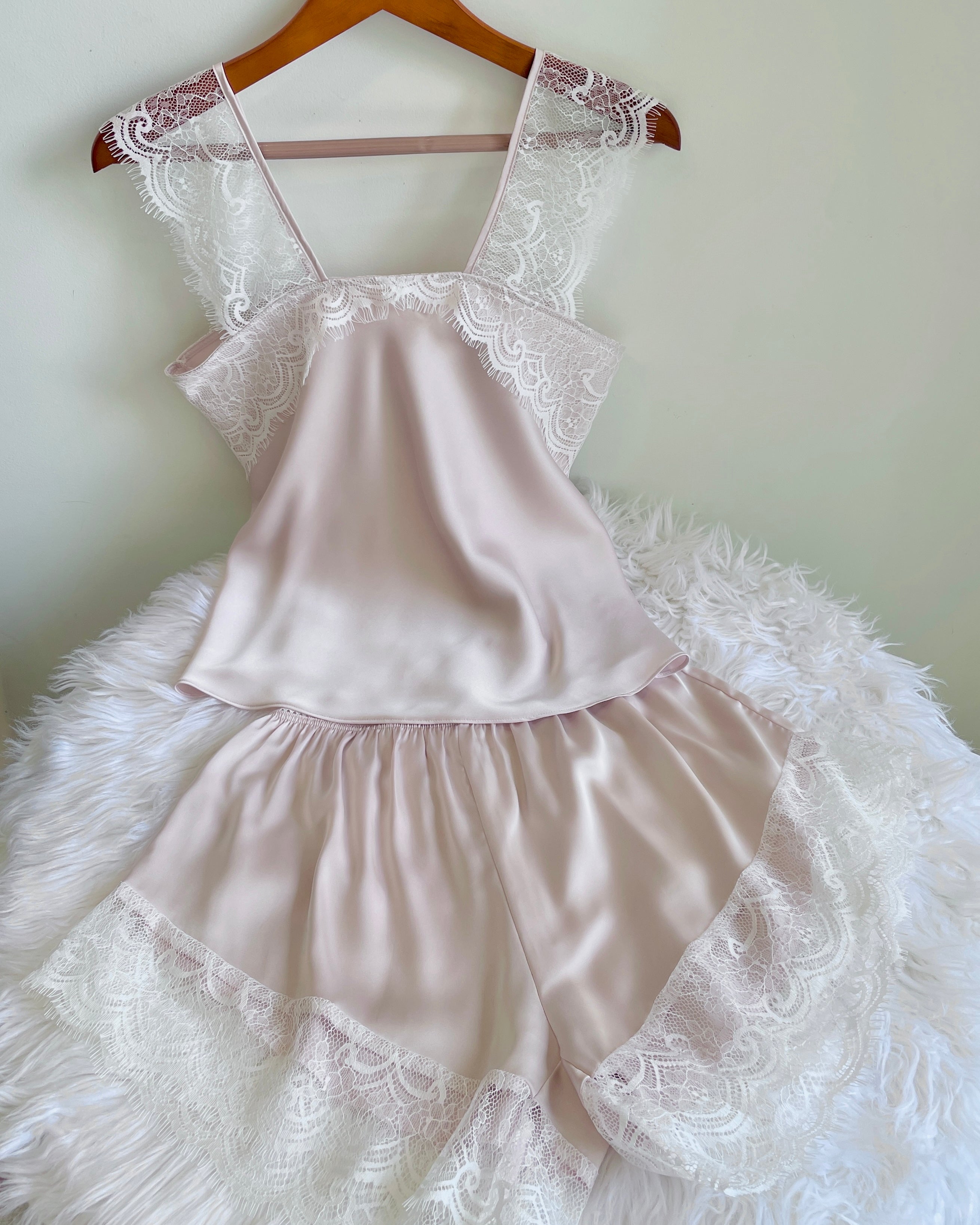 Kristal Lace Satin Cami Set, Bridal Pajama Set, Romantic Sleepwear Women