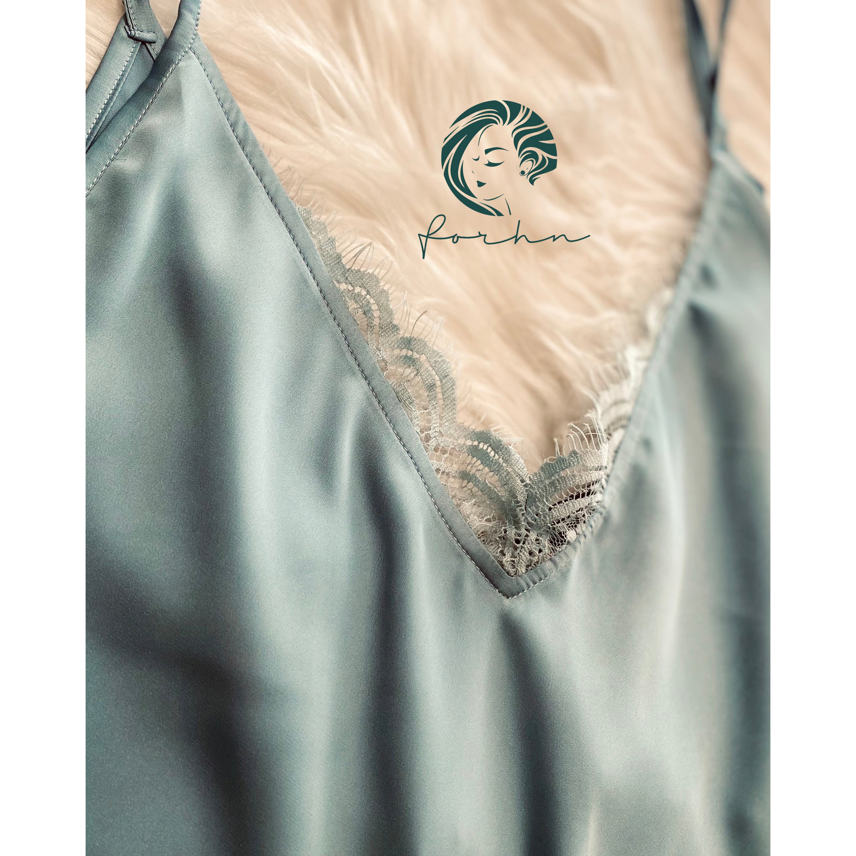 Backless Satin Slip Dress, Lace Trim Cami Nightgown, Summer Nightdress, Rosie Dress