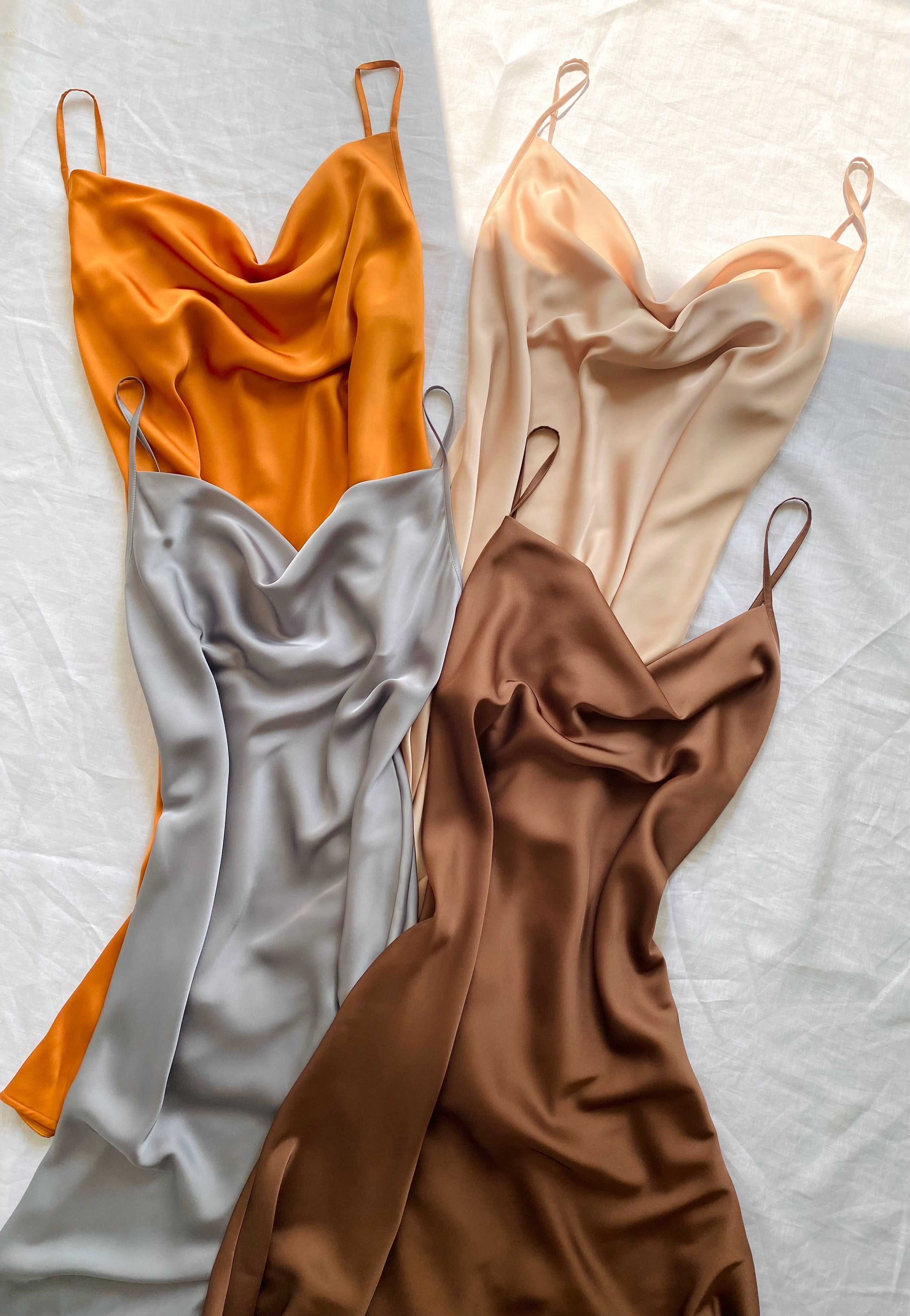DRDO2 Cowl Neck Silky Dress, Bridesmaid Dress