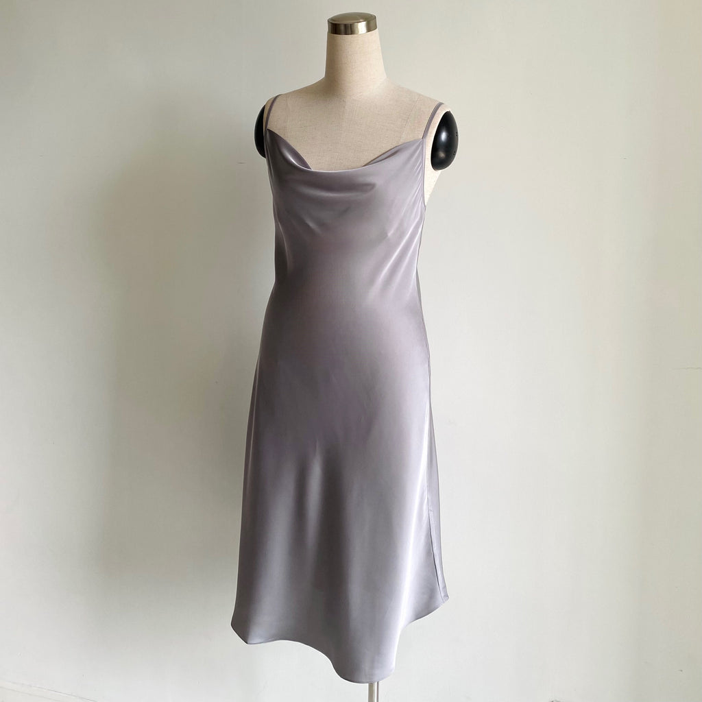 Satin Midi Slip Dress Cowl Neck, Women's Sleepwear DRDO2