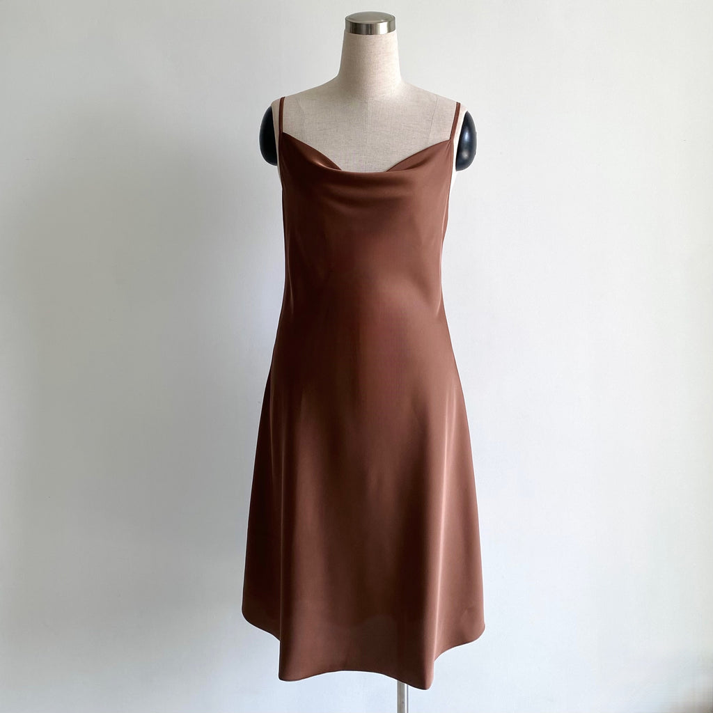 Satin Midi Slip Dress Cowl Neck, Women's Sleepwear DRDO2