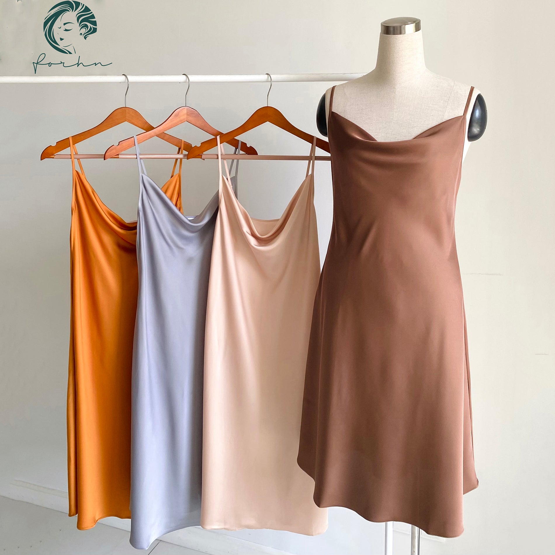 DRDO2 Cowl Neck Silky Dress, Bridesmaid Dress