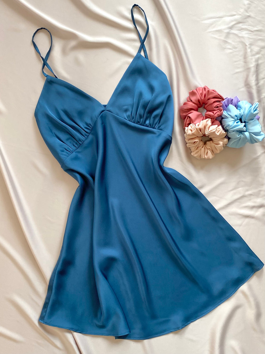 Purple Satin Slip Dress Women's Sleepwear Cami Nightgown Kevacup1