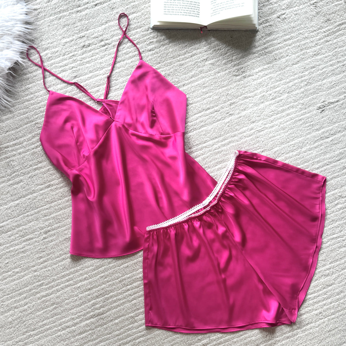 Open Back Satin Camisole Pajama Set - LAYLALSET